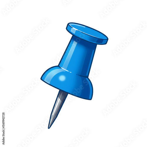 blue push pin isolated on white background