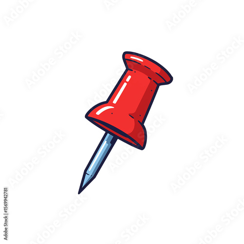 red push pin isolated on white background