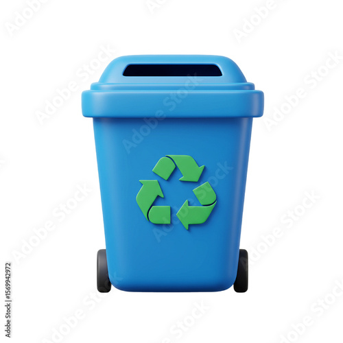 recycle bin with recycle sign isolated on white background