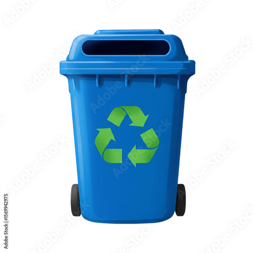 recycle bin with recycle sign isolated on white background