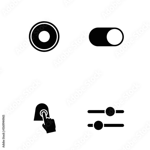 Vector icons of buttons and sliders for user interface design  