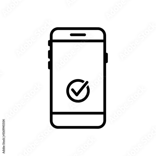 Mobile Phone with Checkmark Symbol for Design Purposes  