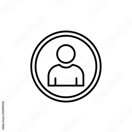 User Profile Icon with Simple Line Design on Transparent Background  