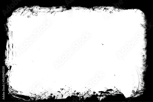 Grunge border texture background. Grunge style frames are black on a white background.