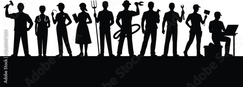Diverse Professions Silhouette Row