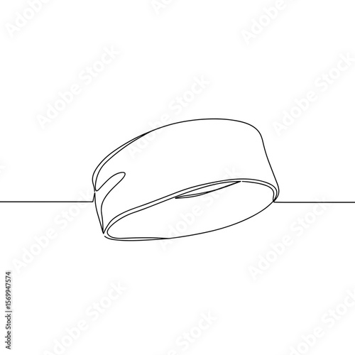Athletic headband on floor in minimalist line art style  