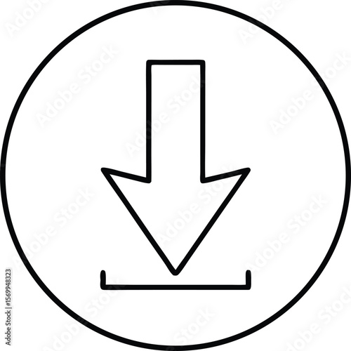 Download Icon: A minimalist black and white icon featuring a downward arrow inside a circle.
