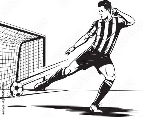 Silhouette of Footballer in Action – Perfect for Sports Graphics & Posters