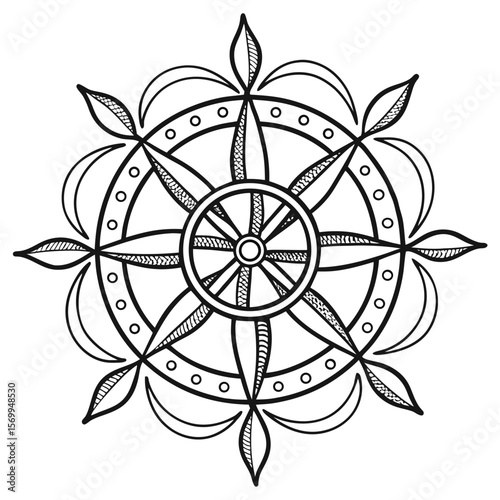 Spiritual Mandala Tattoo Vectors with Dots and Line Gradients leaf decoration symmetry geometric