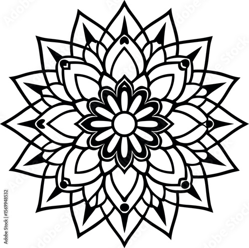  black and white vector mandala circular floral