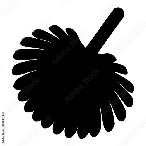 Silhouette of a Decorative Feather Duster or Whisk Cleaning Tool