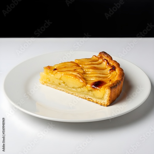Spanish-style apple tart with glazed sliced apples on a buttery crust – Tarta de Manzana