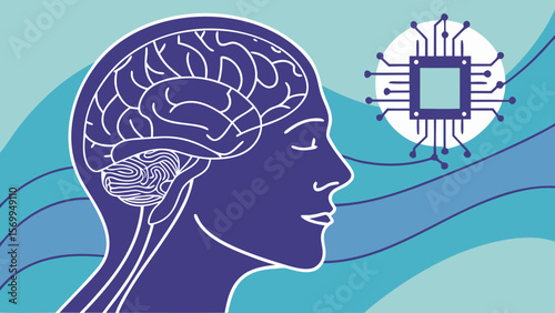 Artificial intelligence and human brain concept for ai technology and machine learning development idea