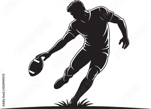 Silhouette of Footballer in Action – Perfect for Sports Graphics & Posters