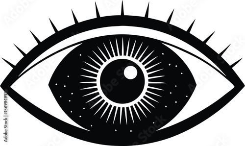 Symbol of Vision and Insight: A striking graphic portrayal of an eye, embodying observation, insight, and the power of perception. Emphasizing the intricacy and symbolism of the gaze.