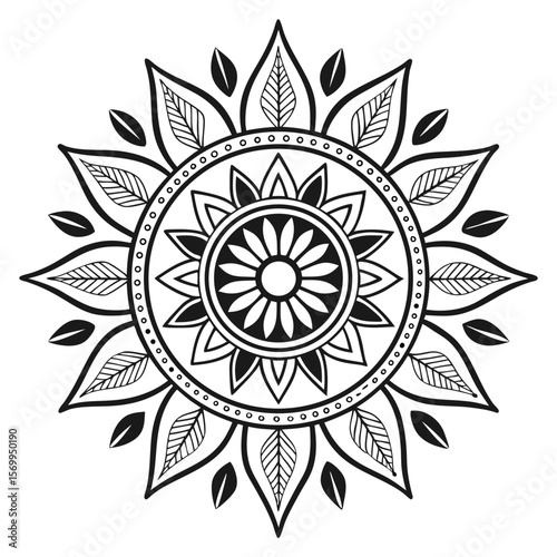 Bold Blockwork Mandala Vector Pack with Tattoo-Ready Radial Art illustration leaf radial tattoo geometric ink 