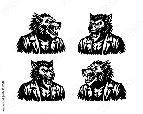Wolf or werewolf logo, aggressive beast. Vector for esports.