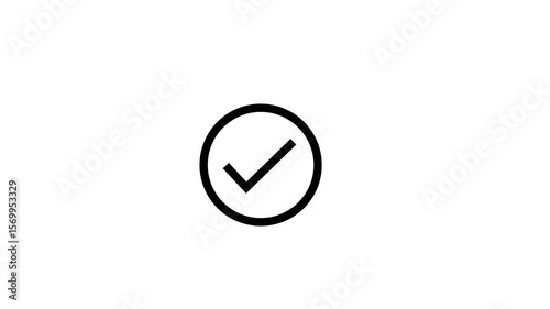 Black check mark sign animation. Simple Check mark icon, positive tick symbol of approved, success, confirm, correct concept animation.