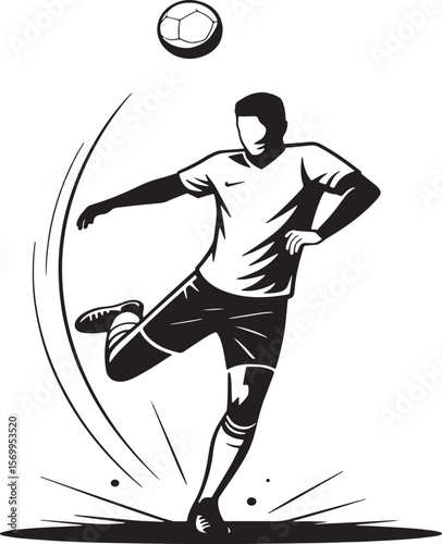 Silhouette of Footballer in Action – Perfect for Sports Graphics & Posters