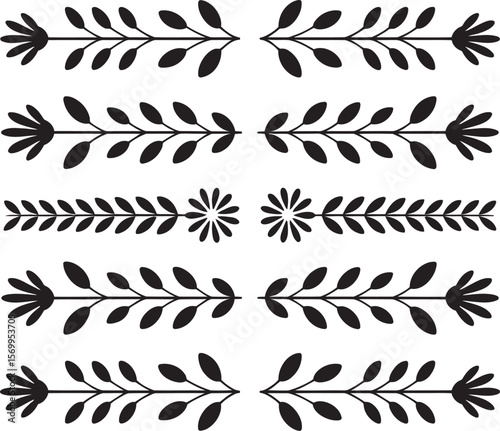 Black page dividers elements on white background
