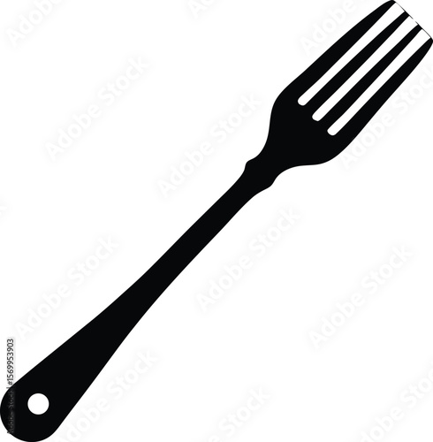 Elegant Fork Silhouette: A simple and elegant silhouette of a classic fork, ready to enhance any design with its timeless appeal. 