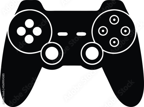 Gaming Controller Icon: A sleek black gaming controller, the epitome of interactive entertainment and digital amusement, perfectly depicted in this artistic representation.
