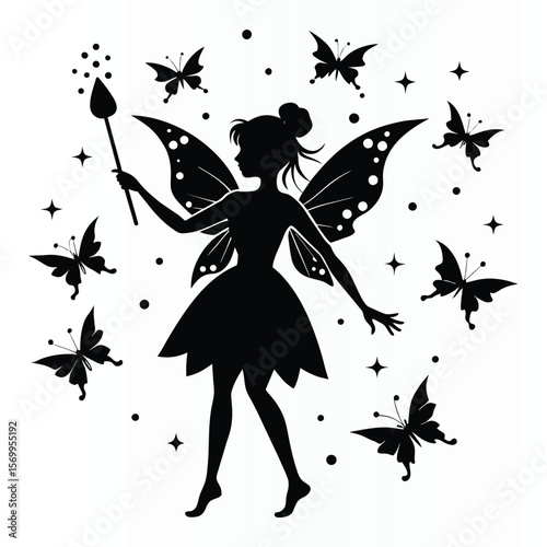 Enchanted Fairy Silhouettes in Black Magic