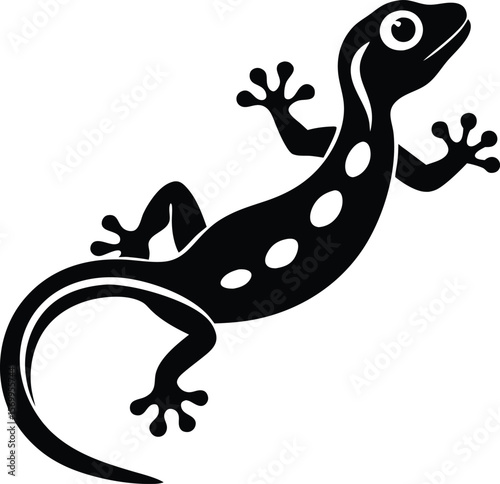 Stylish Lizard Silhouette: A sleek, monochromatic silhouette of a lizard, perfectly embodying the elegance and distinctive characteristics of this fascinating reptile. 
