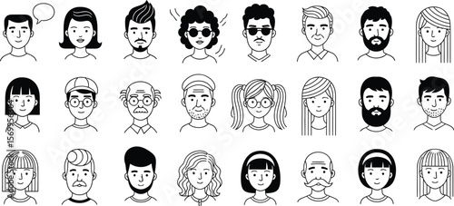 Diverse people avatar vector set for social media profile and design assets