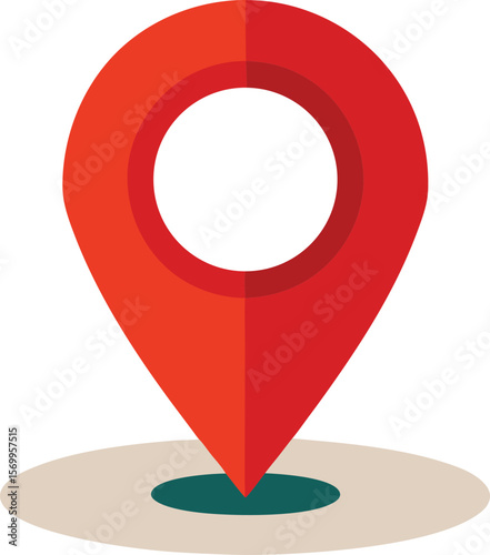 Location Marker Icon: A vibrant red location marker pin, rendered in a clean and modern vector style, indicating precise points on a map or spatial coordinates.