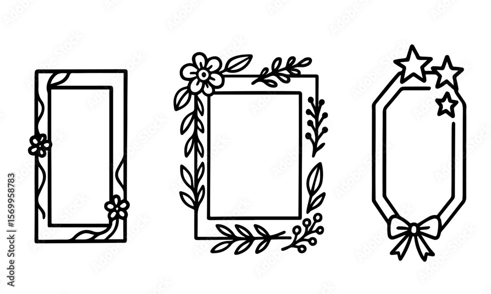 Obraz premium A set of different frames for pictures. Hand Drawn, Doodle Outline