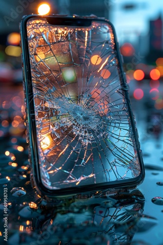Pantalla, rota de teléfono, móvil, concepto de reparación y arreglos en telefonía.

