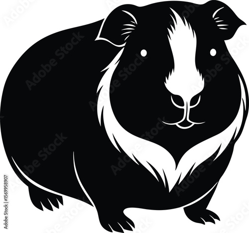 Guinea pig illustration: A monochrome illustration of a guinea pig, showcasing its adorable features and charming presence.
