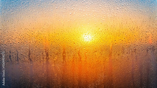 Wallpaper Mural Sunrise view through wet glass window with water droplets and colorful sky for morning and weather concept
 Torontodigital.ca