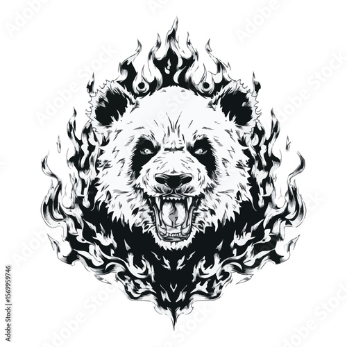 Ink Drop Panda Face in Artistic Splash Form