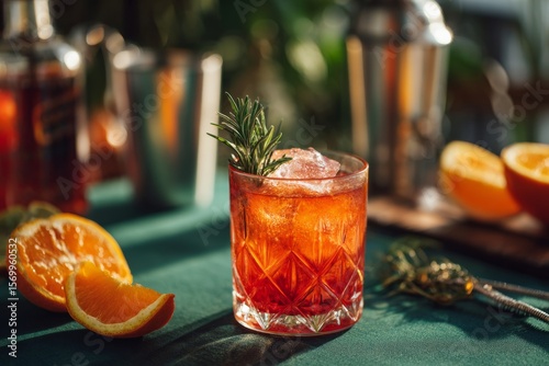 Foto de cóctel naranja con tonos cítricos, concepto de color naranja.


