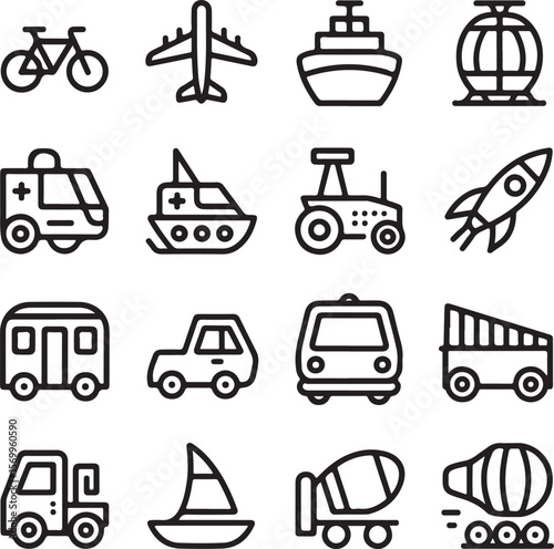 set of transport icons