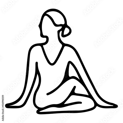 A serene silhouette of a woman in a lotus yoga pose, perfect for health and meditation illustrations, vector art, or a wellness logo