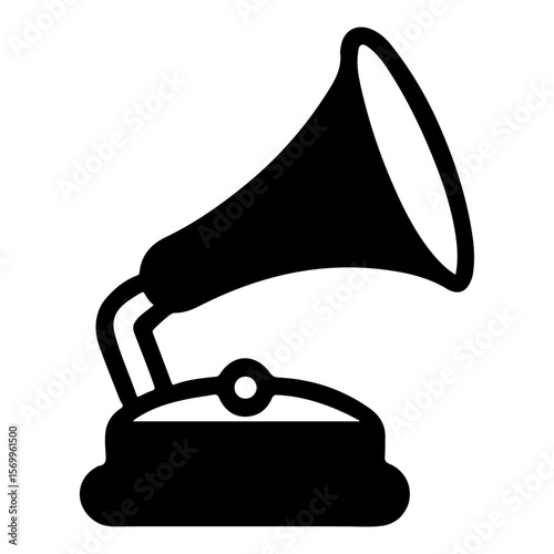 Vintage music equipment: an isolated retro gramophone with a record, ready for an illustration