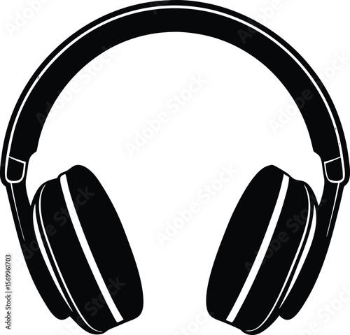 Headphones Icon: An elegant monochrome representation of headphones, perfect for symbolizing audio, music, and the modern world. This image resonates with clarity and simplicity.