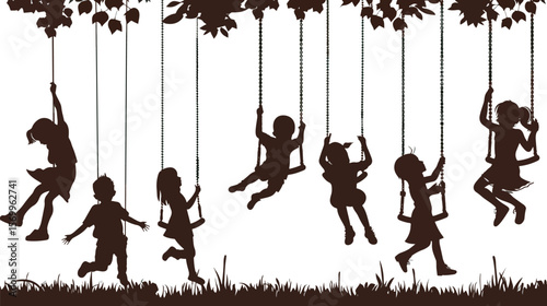 set of The silhouette of the children's play. Vector illustration