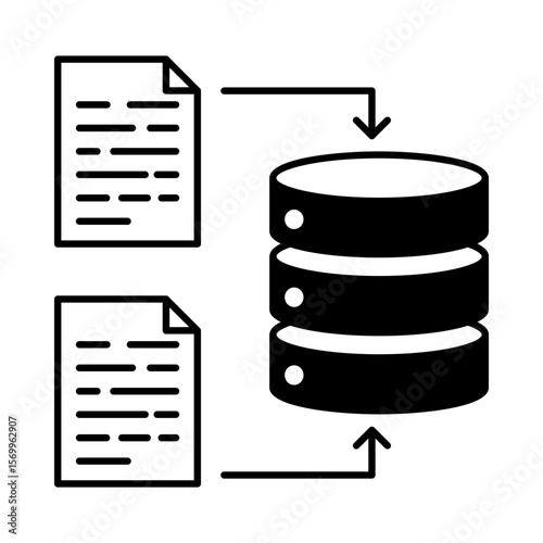 Vector icon of Data Integrity – Scales Representing Consistency and Accuracy in AI Data. Black Outline. Vector illustration.