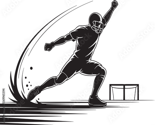 Silhouette of Footballer in Action – Perfect for Sports Graphics & Posters