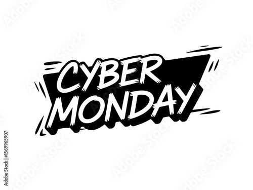 CYBER MONDAY Hand-drawn Style text Graphic black silhouette vector, Simple silhouette Design vector icon with Transparent background. A bold, stylized font text, Perfect for Sales Promotions