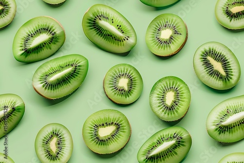 Kiwi slices green background pattern. (1)