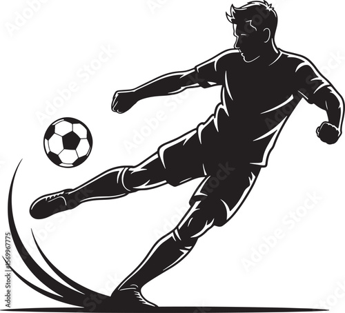 Silhouette of Footballer in Action – Perfect for Sports Graphics & Posters