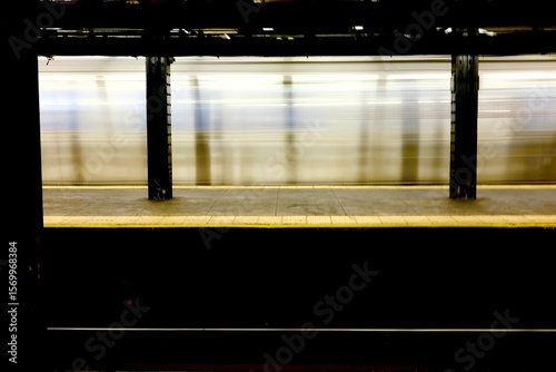 Photography Subway Car Passes in a Blur of Light (New York, New York, USA)