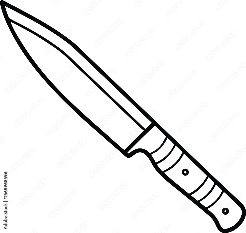 Obraz premium Stainless Steel Blade: A crisp black and white illustration features a meticulously rendered, single stainless steel blade.