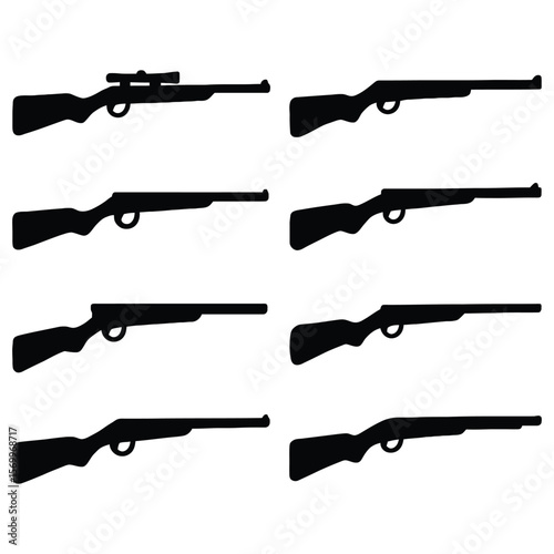 Black rifle silhouettes with scope shotgun firearm