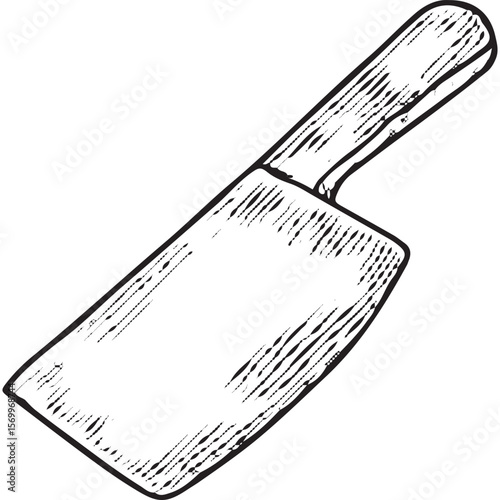 Hand-Drawn Butcher Cleaver Sketch for Kitchen 